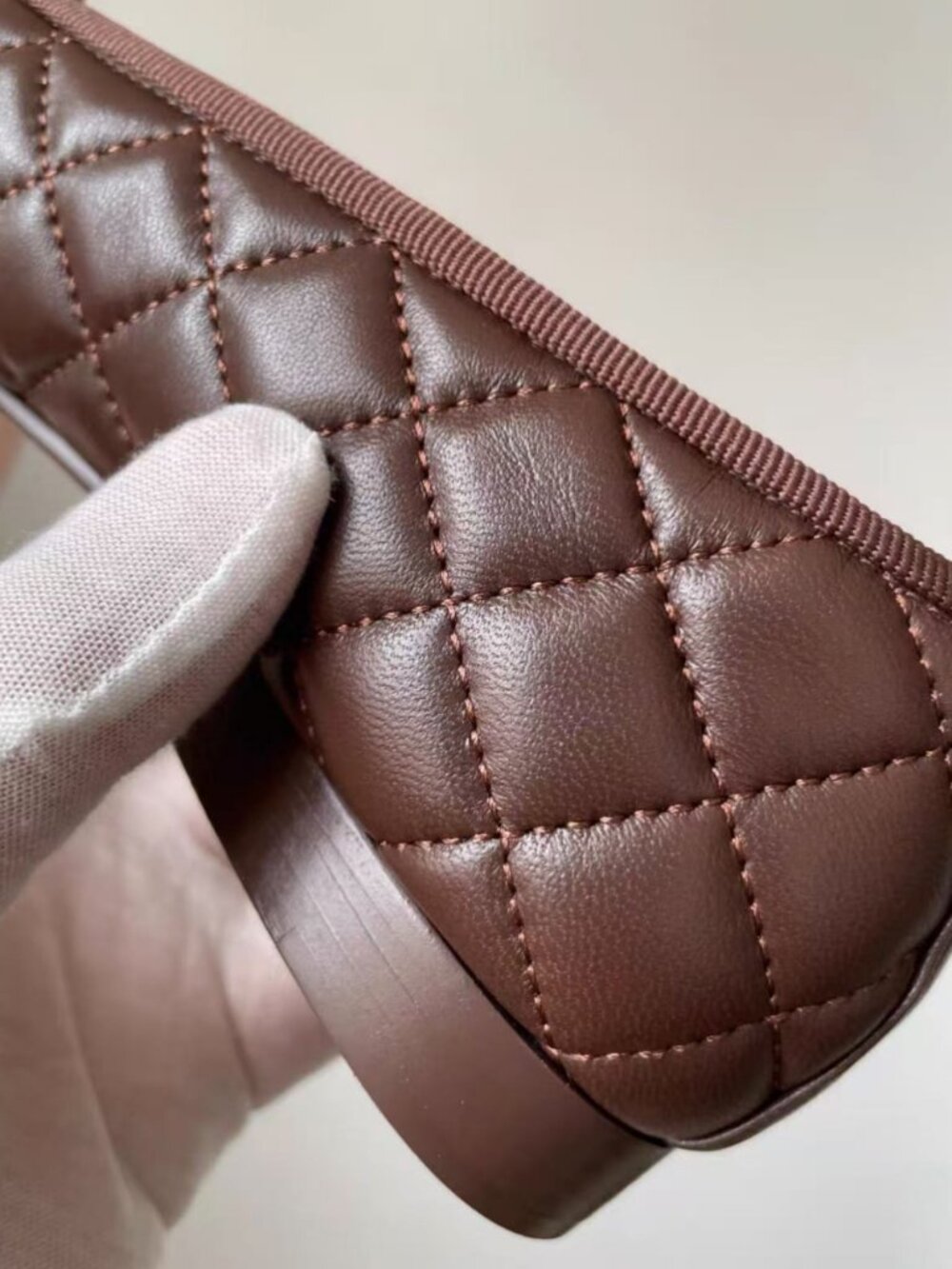 CHANEL Brown Quilted Leather Bow Ballet Flats - Picture 9 of 9